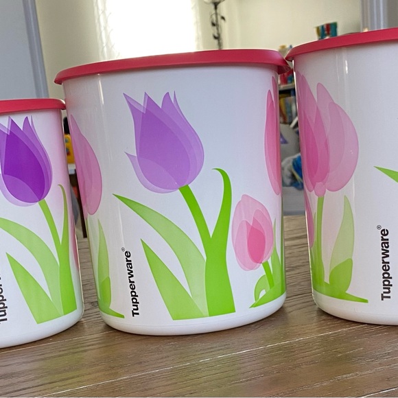 Tupperware Other - Tupperware Floral Tulip Containers - Pink, Purple, Green